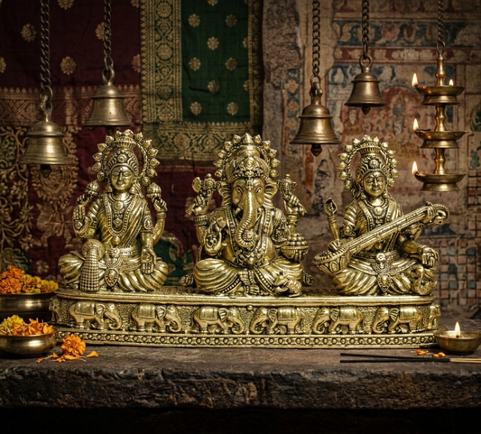 BrassLaxmi+ Ganesh+Saraswati
