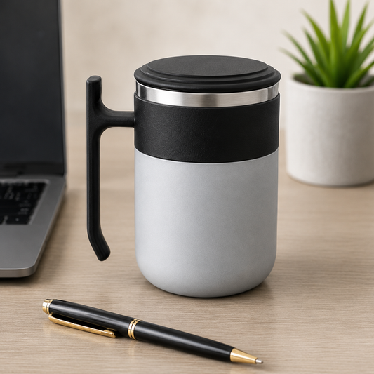 Premium Stainless Steel Insulated Coffee Mug with Handle & Lid