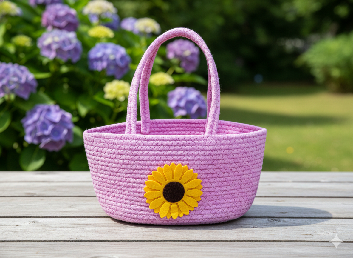 Sunflower Bloom Basket Bag