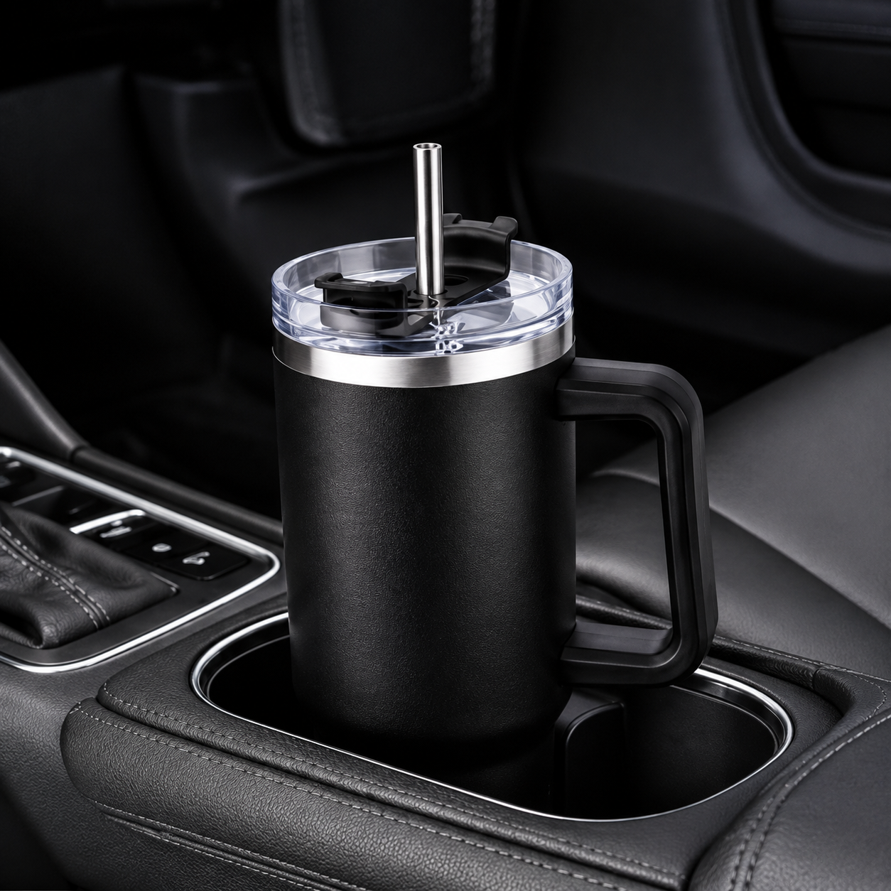 Premium Insulated Travel Tumbler with Handle & Straw