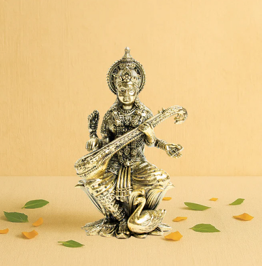 Brass Saraswati on Kama
