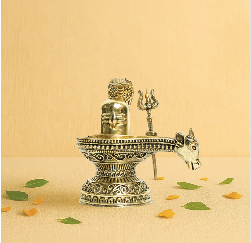 Brass Shivling with Trishul