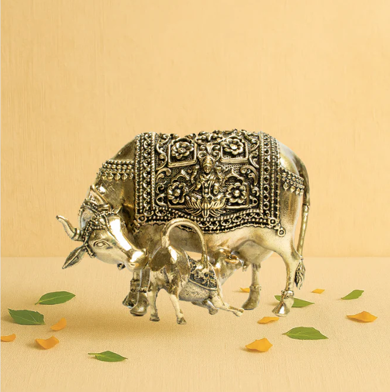 Brass Laxmi Ganesh Cow Baby