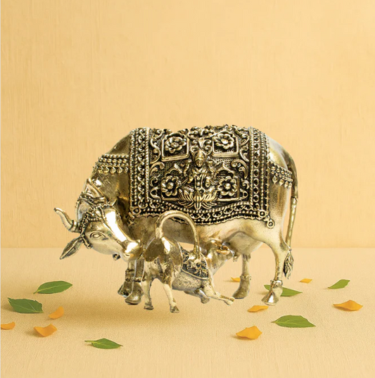 Brass Laxmi Ganesh Cow Baby