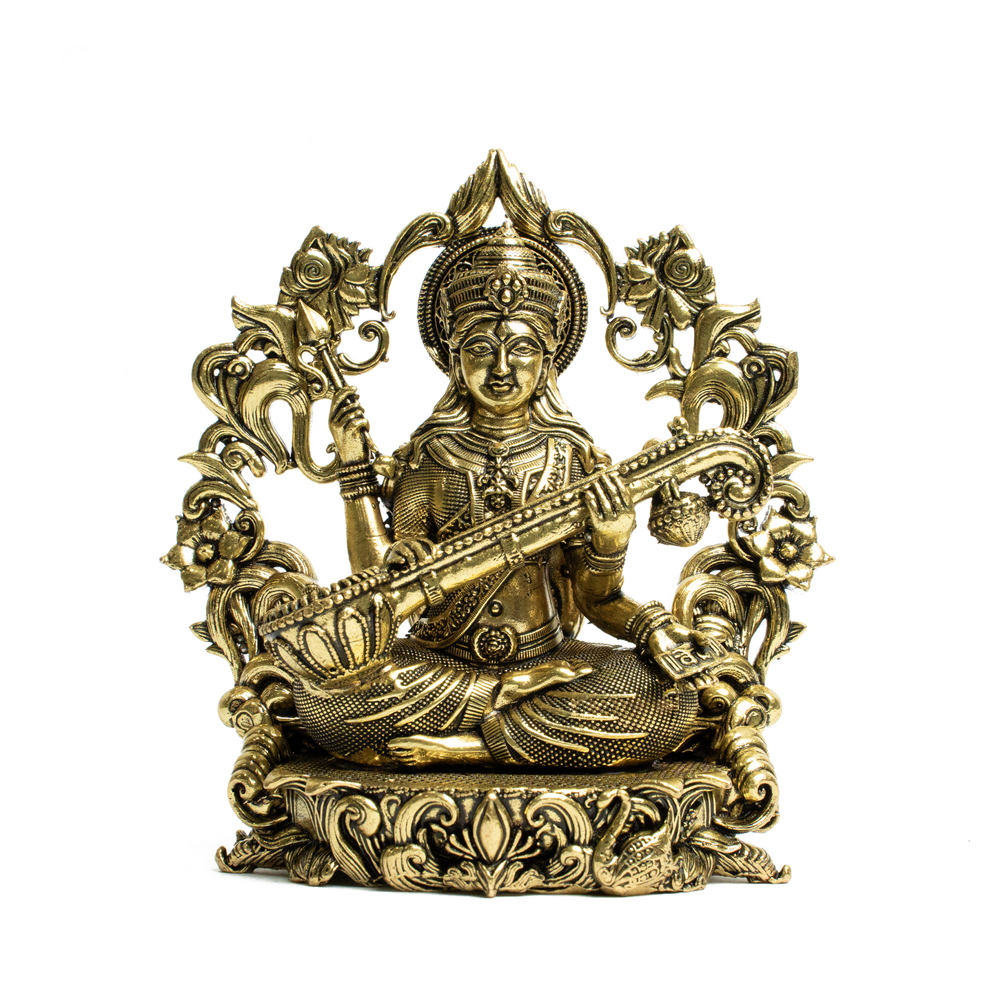 Brass Saraswati on Sofa